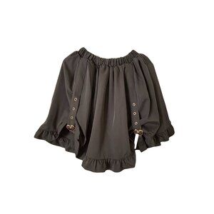 Y2K Adjustable heart buttons mini skirt black gothic